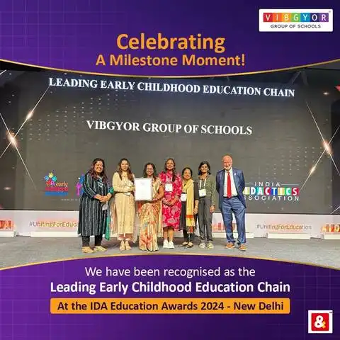 We have been recognised as the
Leading Early Childhood Education Chain
 At the IDA Education Awards 2024 - New Delhi