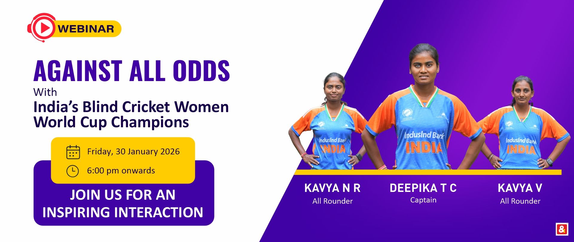 Blind Cricket Women World cup champions webinar